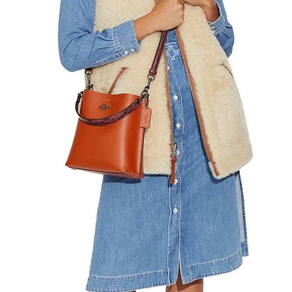 Coach Mollie Bucket Bag 22 in Sunset Multi Python Embossed CB901 - Picture 2 of 8